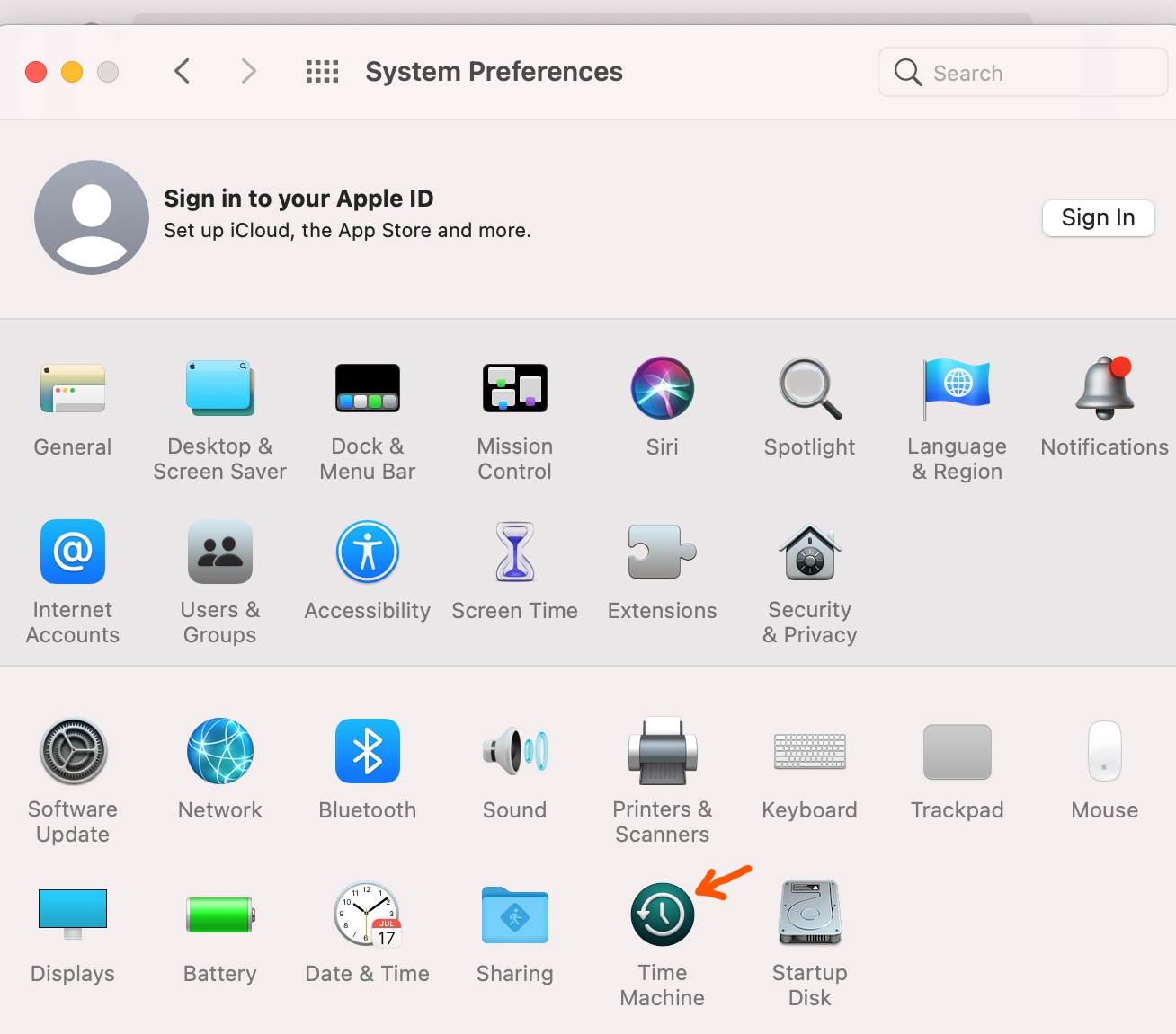 Mac Time machine backup preferenc pane